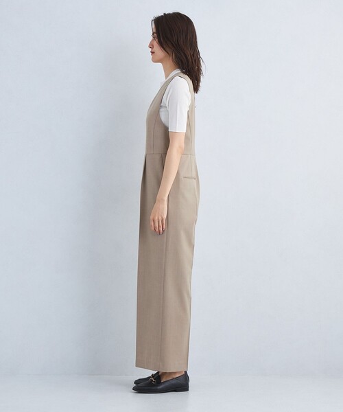 green label relaxing（グリーンレーベルリラクシング）の「Greed グリード サロペット -ウォッシャブル・防シワ-（サロペット/オーバーオール・レディース・ネイビー/ベージュ・FREE）」の7枚目の写真