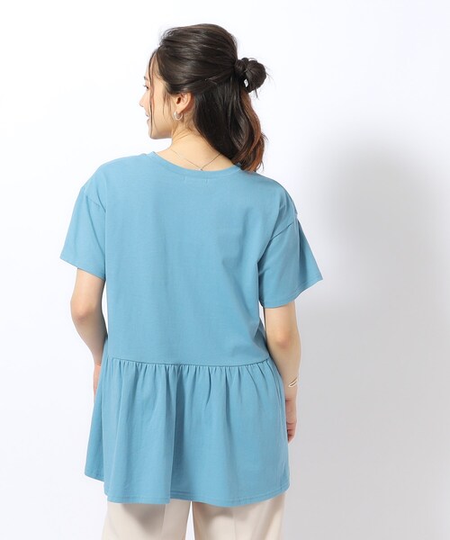 DRESKIP(ドレスキップ)の「◆【体型カバー/UV】アウトで決まる ペプラムTシャツ(Tシャツ/カットソー・レディース・カーキ/ブラック/ホワイト系5/ブルー/オフホワイト・03/02/04)」の22枚目の写真