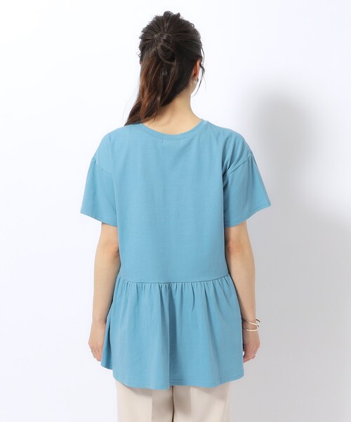 DRESKIP(ドレスキップ)の「◆【体型カバー/UV】アウトで決まる ペプラムTシャツ(Tシャツ/カットソー・レディース・カーキ/ブラック/ホワイト系5/ブルー/オフホワイト・03/02/04)」の17枚目の写真