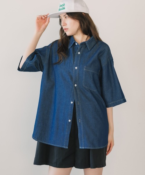 ROOPTOKYO（ループトウキョウ）の「ビンテージ風 H/Sデニムオーバーシャツ（シャツ/ブラウス・メンズ・インディゴブルー/ブラック/ブルー・L/M）」の14枚目の写真