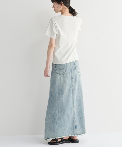 MERLOT(メルロー)の「コットン混クロップドリボンT(Tシャツ/カットソー・レディース・ライトグレー/ネイビー・FREE)」の4枚目の写真