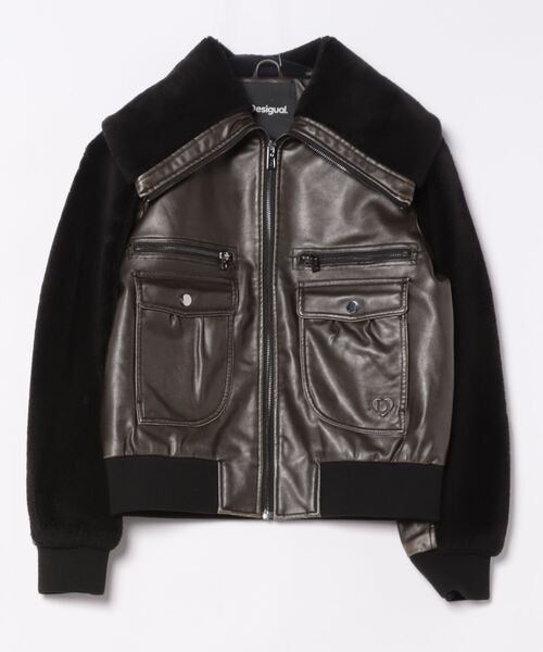 Desigual(デシグアル)の「ファー襟フェイクレザーボンバージャケット(ライダースジャケット・レディース・ブラック・S/M/L/XL/XS)」の5枚目の写真