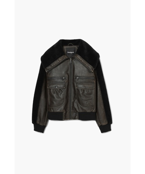 Desigual(デシグアル)の「ファー襟フェイクレザーボンバージャケット(ライダースジャケット・レディース・ブラック・S/M/L/XL/XS)」の8枚目の写真