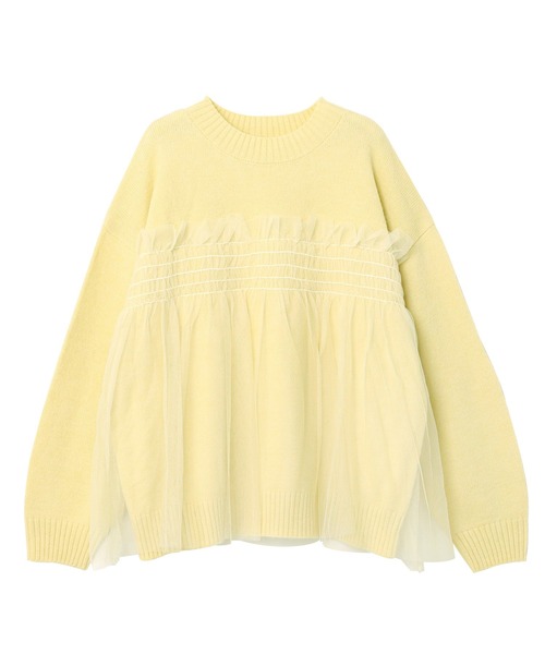 andme(アンドミー)の「【新色追加】チュールドッキングビスチェ風ニットトップス(ニット/セーター・レディース・グレー/イエロー/アイボリー/ブラック/ベージュ/ピンク/ブルーグレー・FREE)」の12枚目の写真