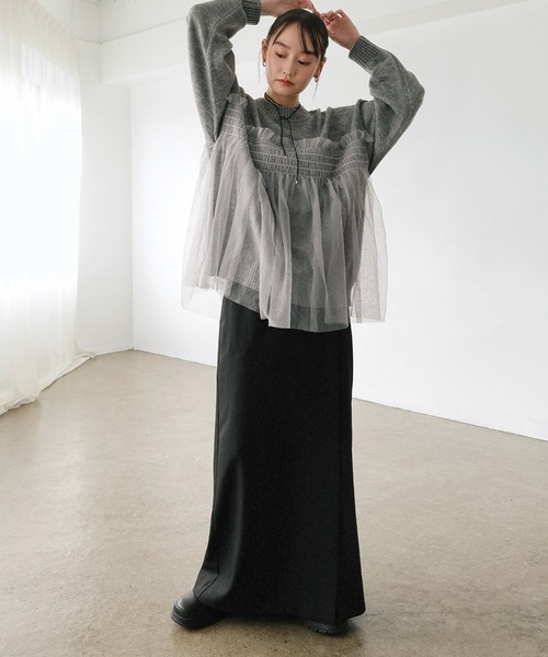 新色追加】チュールドッキングビスチェ風ニットトップス（ニット