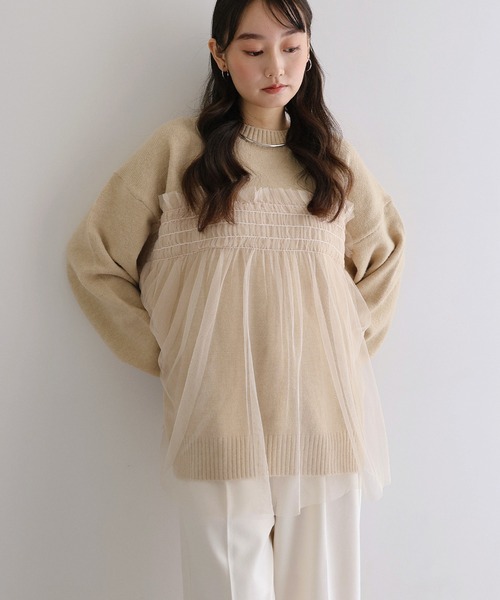 新色追加】チュールドッキングビスチェ風ニットトップス（ニット