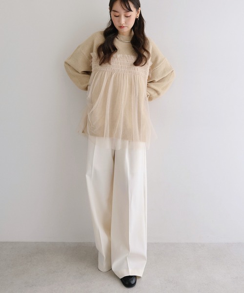 新色追加】チュールドッキングビスチェ風ニットトップス（ニット