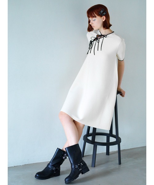 FURFUR（ファーファー）の「リボンミニニットワンピース（ワンピース