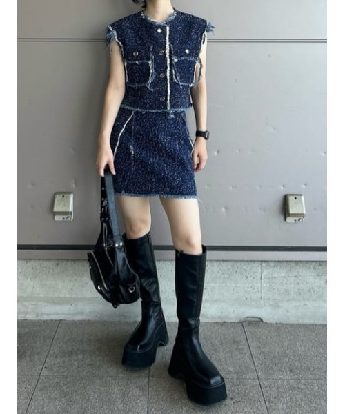 セール】GRAIN TWEED VEST-BE グレイン ツイード ベスト