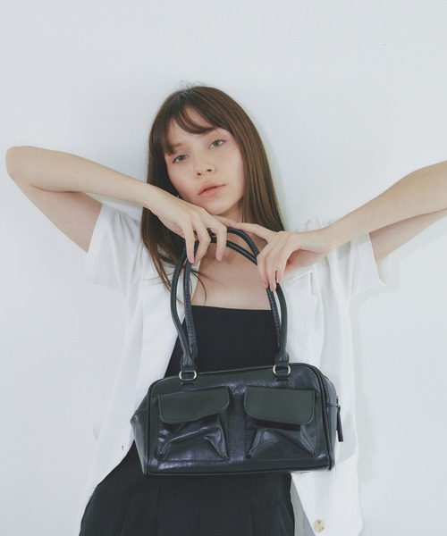 アタッチメント バケッタレザー ボストンバッグ ブラック 8（eight） ボストンバッグ ボストン バッグ PUレザー 2WAY : 8