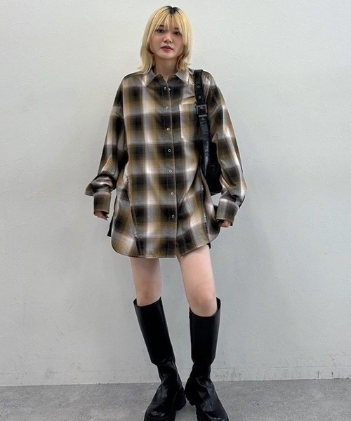 PAGEBOY(ページボーイ)の「オンブレチェックシャツ(シャツ/ブラウス・レディース・グレー/オレンジ/マスタード/ターコイズブルー・FREE)」の12枚目の写真