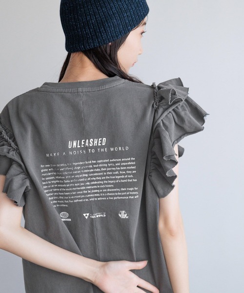 LOWRYS FARM（ローリーズファーム）の「２ＷＡＹフリルロゴＯＰＳＳ 140134（ワンピース・レディース・グレー/チャコールグレー/アイボリー・FREE）」の10枚目の写真