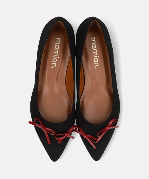 MAMIAN（マミアン）の「ポインテッドトゥ ミニリボン フラットシューズ（パンプス・レディース・シルバー系その他/ブラック/ブラック×レッド・25.0cm/24.0cm/22.5cm/23.0cm/24.5cm/23.5cm）」の10枚目の写真