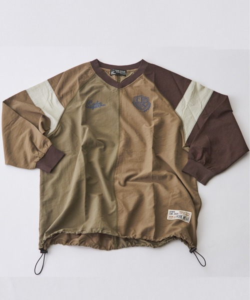 CUBE SUGAR（キューブシュガー）の「ナイロンラグランVネックプルオーバー（シャツ/ブラウス・レディース・ナチュラル/マルチ/カーキ/ブラウン・M）」の20枚目の写真