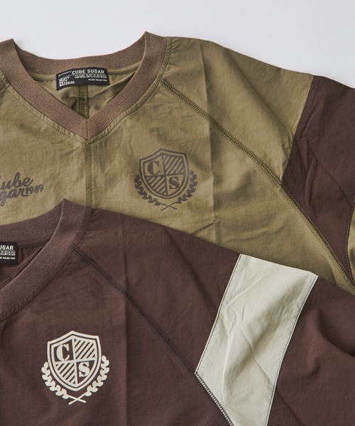 CUBE SUGAR（キューブシュガー）の「ナイロンラグランVネックプルオーバー（シャツ/ブラウス・レディース・ナチュラル/マルチ/カーキ/ブラウン・M）」の17枚目の写真