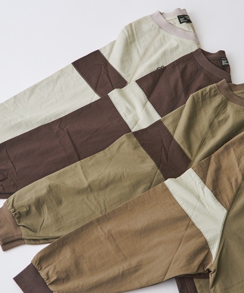 CUBE SUGAR（キューブシュガー）の「ナイロンラグランVネックプルオーバー（シャツ/ブラウス・レディース・ナチュラル/マルチ/カーキ/ブラウン・M）」の18枚目の写真