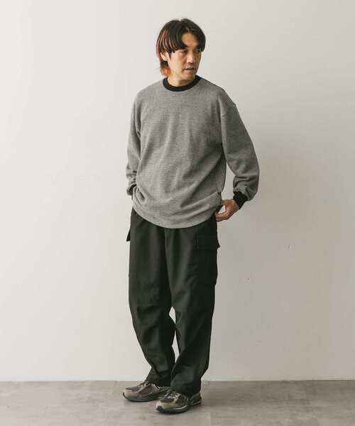 URBAN RESEARCH DOORS（アーバンリサーチドアーズ）の「ジャガードボーダー ロングスリーブ Tシャツ（Tシャツ/カットソー・メンズ・ブラック/グリーン・LARGE/MEDIUM）」の7枚目の写真