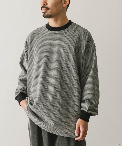 URBAN RESEARCH DOORS（アーバンリサーチドアーズ）の「ジャガードボーダー ロングスリーブ Tシャツ（Tシャツ/カットソー・メンズ・ブラック/グリーン・LARGE/MEDIUM）」の8枚目の写真