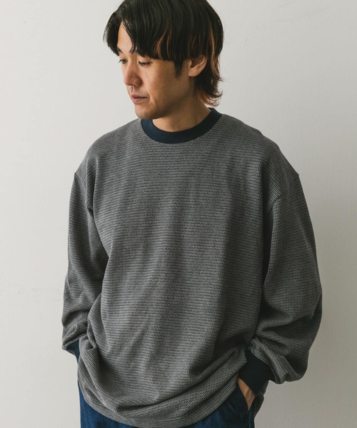 URBAN RESEARCH DOORS（アーバンリサーチドアーズ）の「ジャガードボーダー ロングスリーブ Tシャツ（Tシャツ/カットソー・メンズ・ブラック/グリーン・LARGE/MEDIUM）」の18枚目の写真