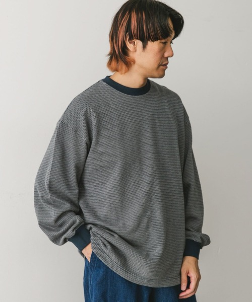 URBAN RESEARCH DOORS（アーバンリサーチドアーズ）の「ジャガードボーダー ロングスリーブ Tシャツ（Tシャツ/カットソー・メンズ・ブラック/グリーン・LARGE/MEDIUM）」の20枚目の写真