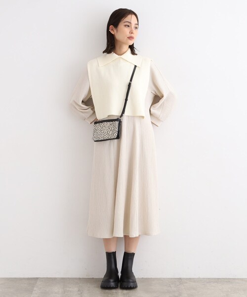 INDIVI(インディヴィ)の「◆【洗える/UVケア/SETUP可能】ナローフレアワンピース(ワンピース・レディース・アイボリー系5/ブラック/ブルー・40/38/36/03/05/15 /13/19)」の11枚目の写真