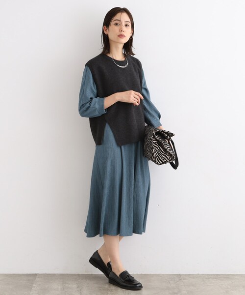 セール】【洗える/UVケア/SETUP可能】ナローフレアワンピース