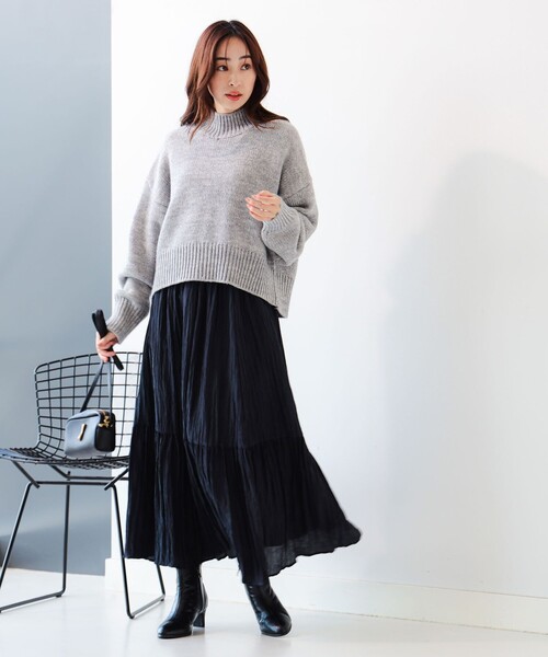 B:MING by BEAMS（ビーミングバイビームス）の「ワッシャー スカート（S～M）（スカート・レディース・ブラウン/ネイビー・SMALL/MEDIUM）」の3枚目の写真