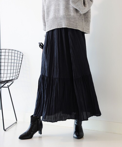 B:MING by BEAMS（ビーミングバイビームス）の「ワッシャー スカート（S～M）（スカート・レディース・ブラウン/ネイビー・SMALL/MEDIUM）」の5枚目の写真