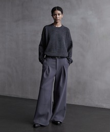 CALLNE（カルネ）の「【CALLNE】Knit Melton Fleece Boxtuck Wide Straight Pants / ニットメルトンフリースボックスタックワイドストレートパンツ（スラックス）」