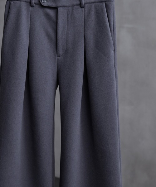 CALLNE】Knit Melton Fleece Boxtuck Wide Straight Pants / ニット