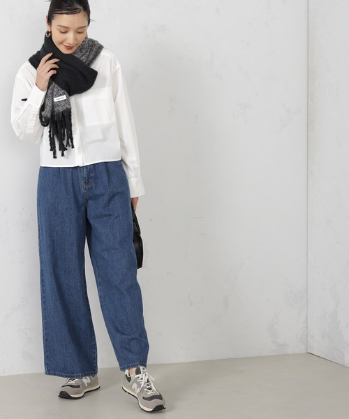 FOUND GOOD（ファウンドグッド）の「フトフリンジマフラー（マフラー・レディース・グリーン系5/ブラック/アイボリー/ピンク系5・FREE）」の5枚目の写真