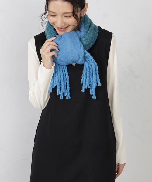 FOUND GOOD（ファウンドグッド）の「フトフリンジマフラー（マフラー・レディース・グリーン系5/ブラック/アイボリー/ピンク系5・FREE）」の9枚目の写真