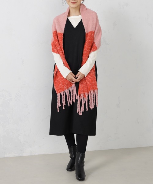 FOUND GOOD（ファウンドグッド）の「フトフリンジマフラー（マフラー・レディース・グリーン系5/ブラック/アイボリー/ピンク系5・FREE）」の11枚目の写真