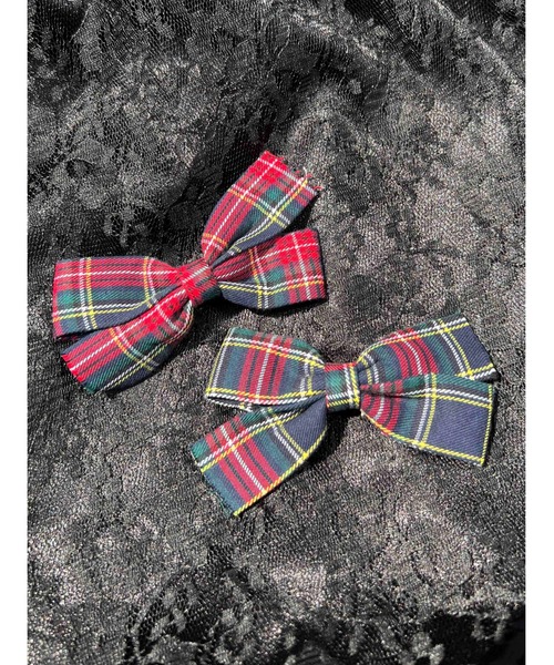 WC（ダブル シー）の「【2点SET】チェックリボンピン（ヘアピン・レディース・ネイビー/グリーン/レッド/ホワイト・FREE）」の3枚目の写真