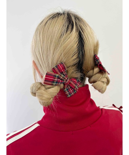 WC（ダブル シー）の「【2点SET】チェックリボンピン（ヘアピン・レディース・ネイビー/グリーン/レッド/ホワイト・FREE）」の4枚目の写真