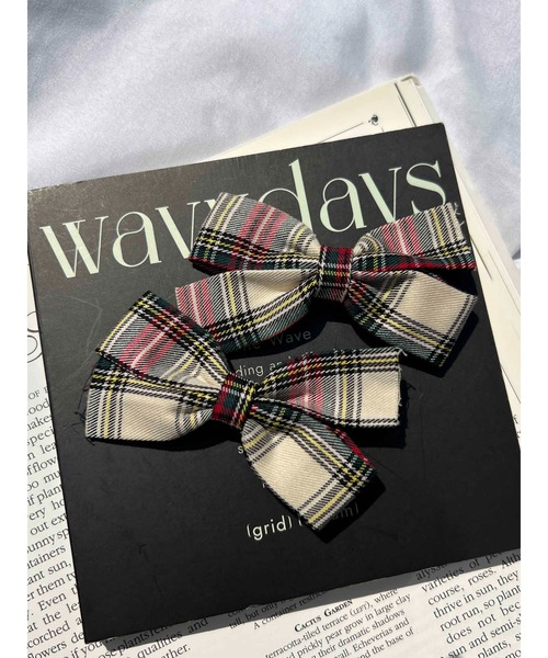 2点SET】チェックリボンピン（ヘアピン）｜WC（ダブル シー）の