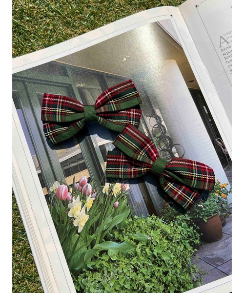 WC（ダブル シー）の「【2点SET】チェックリボンピン（ヘアピン・レディース・ネイビー/グリーン/レッド/ホワイト・FREE）」の2枚目の写真