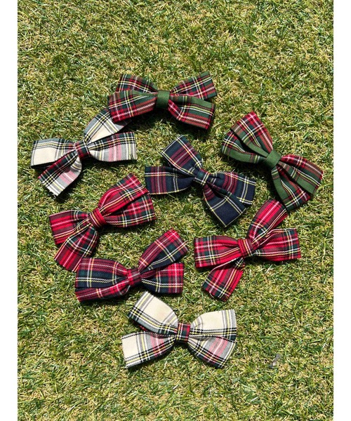 2点SET】チェックリボンピン（ヘアピン）｜WC（ダブル シー）の