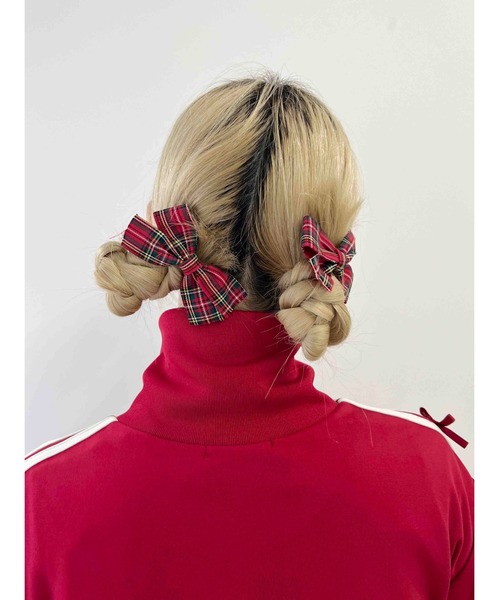 WC（ダブル シー）の「【2点SET】チェックリボンピン（ヘアピン・レディース・ネイビー/グリーン/レッド/ホワイト・FREE）」の5枚目の写真