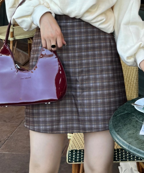 efill（エフィル）の「チェック タイトスカート（スカート・レディース・ブラウン・M）」の3枚目の写真