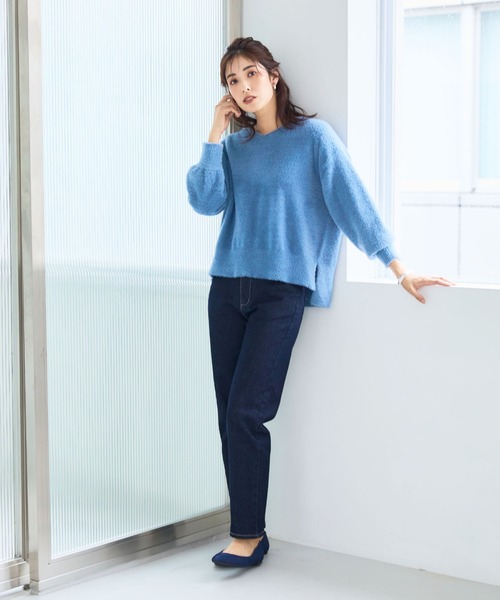 CROSS FUNCTION（クロスファンクション）の「《洗えるニット》マシュマロフェザーVネックニット【CF/クロスファンクション】（ニット/セーター・レディース・ライトグレー/ブルー/アイボリー/カーキ/ライトピンク/ブラック・LL/M/L）」の19枚目の写真