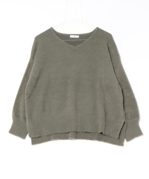 CROSS FUNCTION（クロスファンクション）の「《洗えるニット》マシュマロフェザーVネックニット【CF/クロスファンクション】（ニット/セーター・レディース・ライトグレー/ブルー/アイボリー/カーキ/ライトピンク/ブラック・LL/M/L）」の8枚目の写真