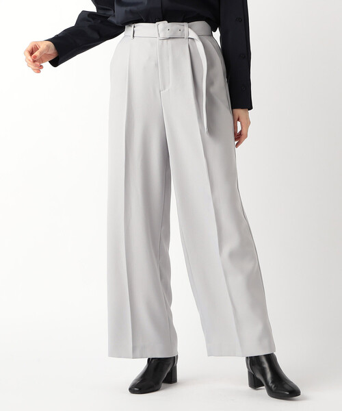 COMME CA ISM(コムサイズム)の「ベルト付き ストレッチワイドパンツ(その他パンツ・レディース・チャコール/ライトグレー・MEDIUM/LARGE)」の1枚目の写真