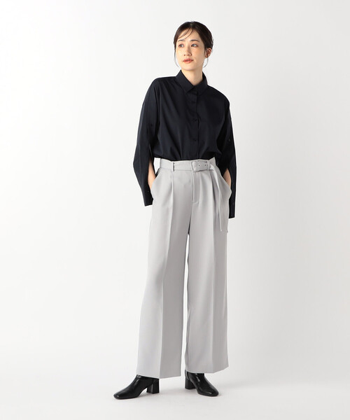 COMME CA ISM(コムサイズム)の「ベルト付き ストレッチワイドパンツ(その他パンツ・レディース・チャコール/ライトグレー・MEDIUM/LARGE)」の3枚目の写真