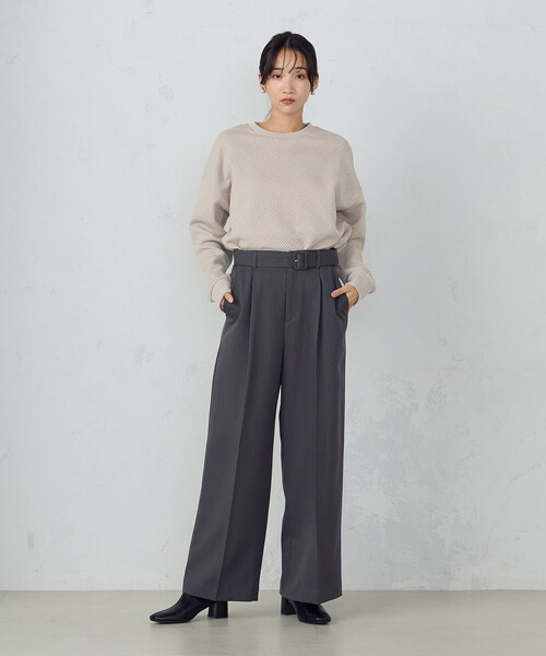 COMME CA ISM(コムサイズム)の「ベルト付き ストレッチワイドパンツ(その他パンツ・レディース・チャコール/ライトグレー・MEDIUM/LARGE)」の8枚目の写真
