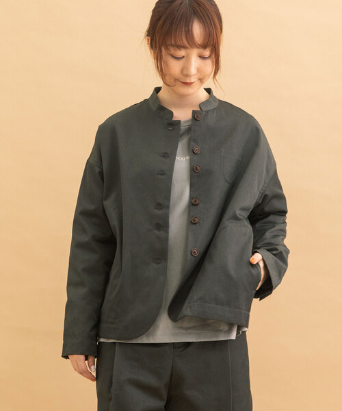 POU DOU DOU(プードゥドゥ)の「スタンドカラージャケット(その他アウター・レディース・ダークグレー/モカ/キナリ・M)」の19枚目の写真