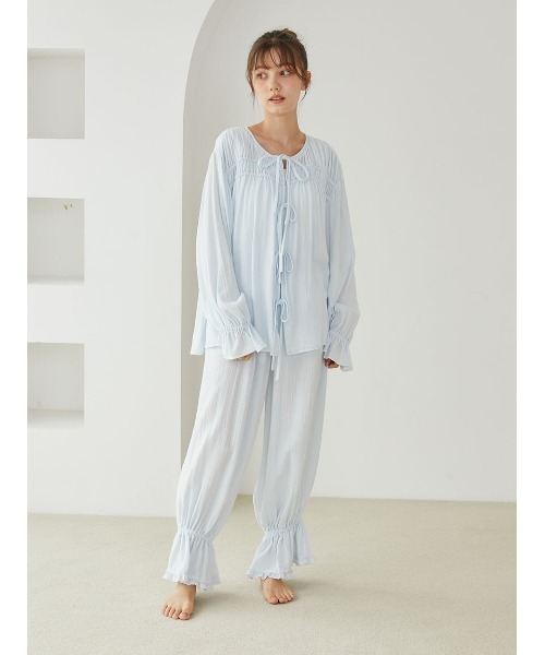 gelato pique ガーゼブラウス パジャマ 3点セット gelato pique（ジェラートピケ）の「ガーゼブラウス（ルームウェア