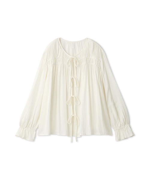 gelato pique(ジェラートピケ)の「ガーゼブラウス(ルームウェア/パジャマ・レディース・オフホワイト/ブルー・FREE)」の17枚目の写真