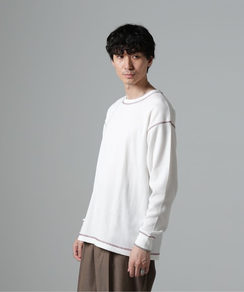 NANO universe（ナノユニバース）の「ステッチワッフルＴシャツ 長袖（Tシャツ/カットソー・メンズ・ホワイト/チャコール/ブラック・L/M）」の5枚目の写真
