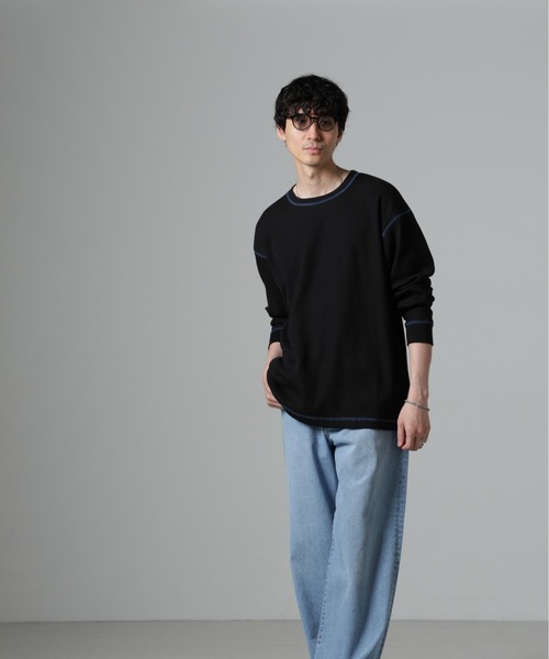 NANO universe（ナノユニバース）の「ステッチワッフルＴシャツ 長袖（Tシャツ/カットソー・メンズ・ホワイト/チャコール/ブラック・L/M）」の16枚目の写真